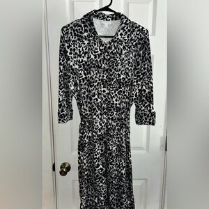 Charter Club Monochrome Animal Print Long Sleeve Dress